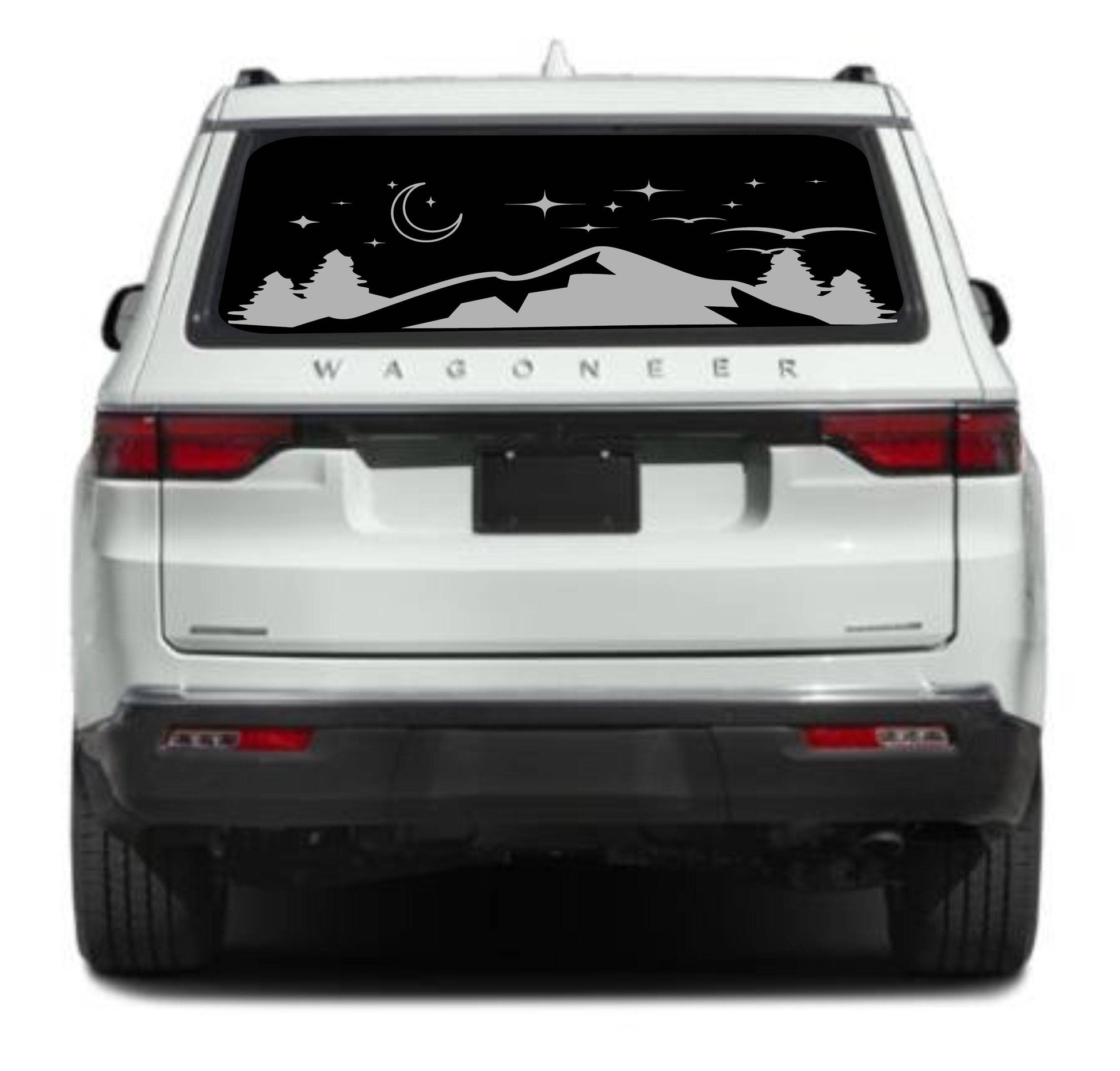 Mountain Silhouette Vinyl Decal for Jeep Wagoneer's Rear Window